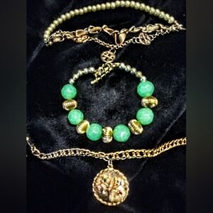 Elegant Green and Gold Jewelry Set